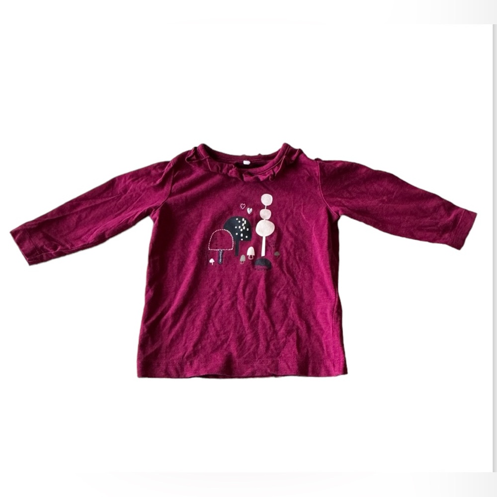 3 FOR $20 NAME IT 4-6M Burgundy Mushroom Ruffled Neckline Long Sleeve Top